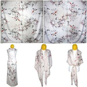 NWT Double Sided Silk Scarf 53"x53" Large Square Shawl Wrap XiangYunShal 22511